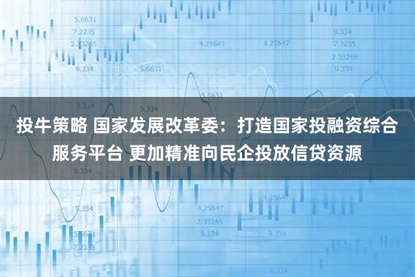 投牛策略 国家发展改革委：打造国家投融资综合服务平台 更加精准向民企投放信贷资源